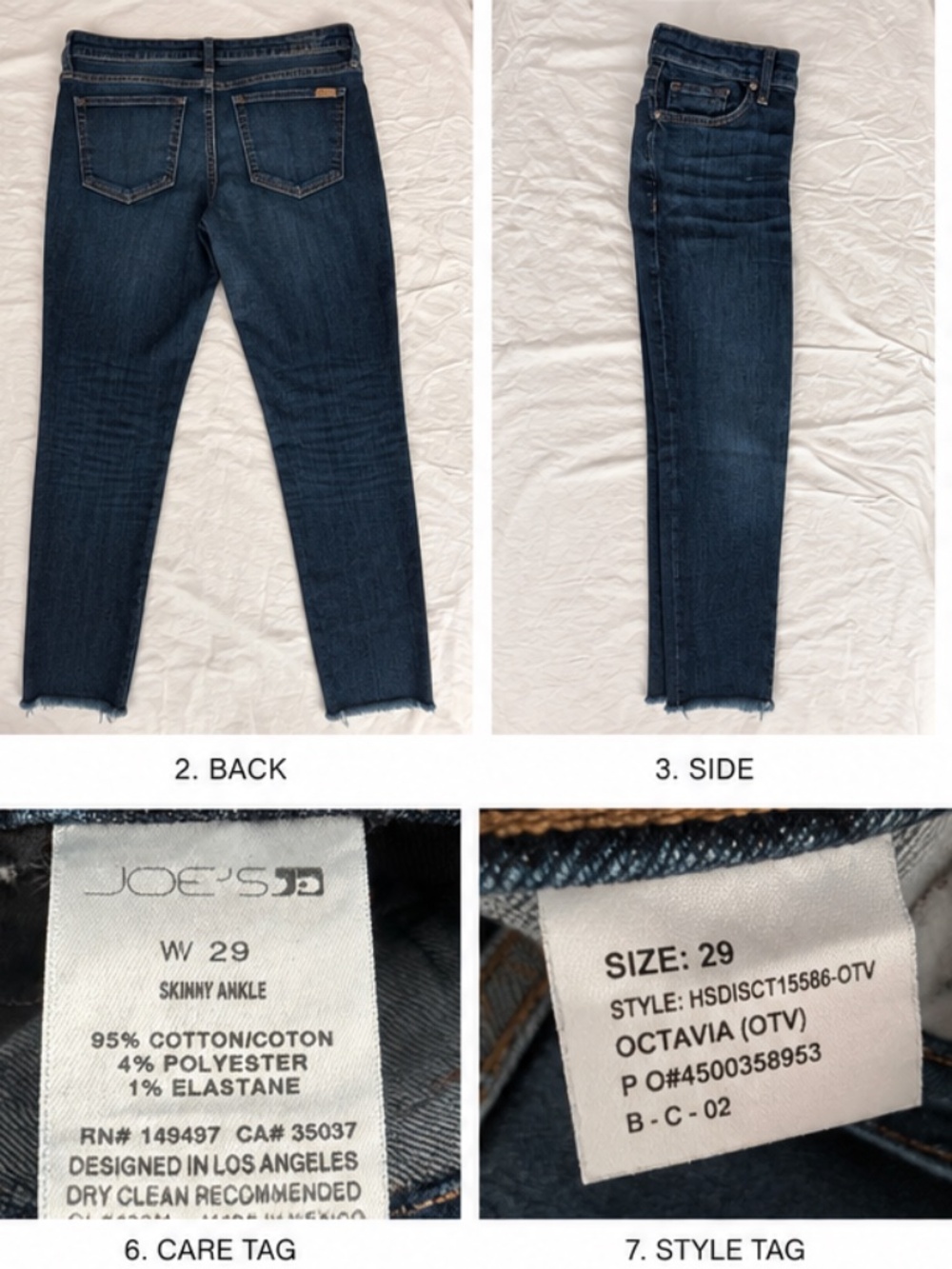 Joe’s Jeans Skinny Ankle Women’s 29 Dark Wash Raw Hem Stretch Denim